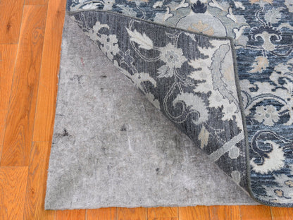 Grey 3'0" x 10'2" Wool and Silk Hand knotted Wool/Silk Rug - Sku: O059952