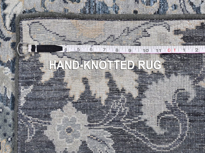 Grey 3'0" x 10'2" Wool and Silk Hand knotted Wool/Silk Rug - Sku: O059952