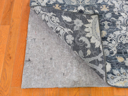 Grey 3'0" x 12'2" Wool and Silk Hand knotted Wool/Silk Rug - Sku: O059953