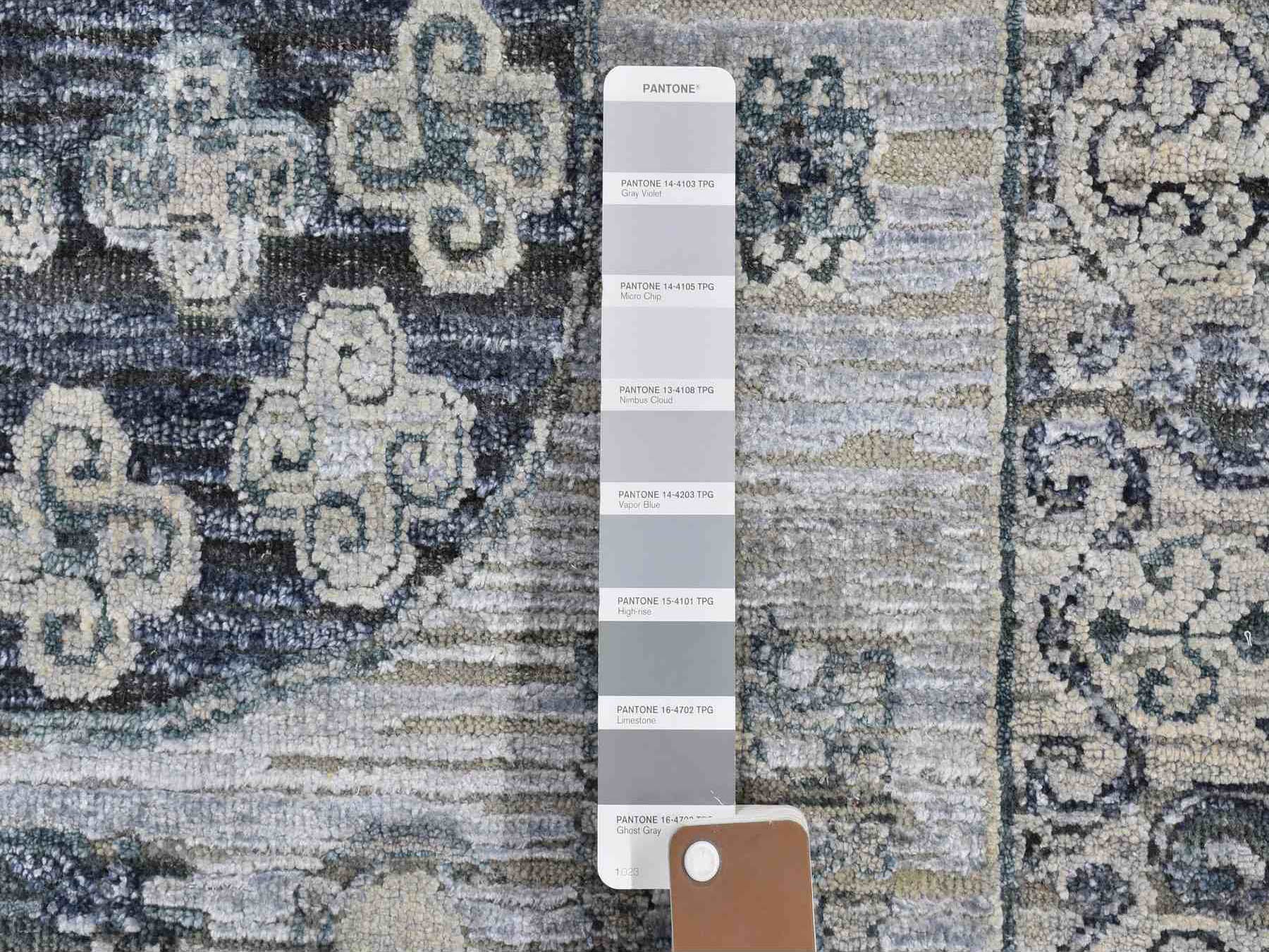 Gray 3'0" x 5'2" Wool / Silk Hand knotted Wool/Silk Rug - Sku: O059954