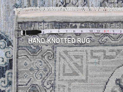 Grey 3'0" x 5'2" Wool and Silk Hand knotted Wool/Silk Rug - Sku: O059954