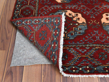 Red 3'5" x 4'4" Tribal Hand knotted Wool Rug - Sku: O060002