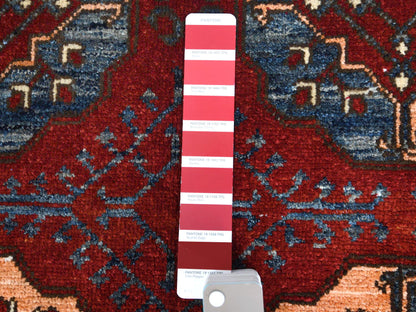 Red 3'5" x 4'4" Tribal Hand knotted Wool Rug - Sku: O060002