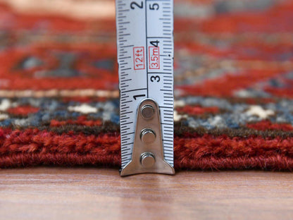 Red 3'5" x 4'4" Tribal Hand knotted Wool Rug - Sku: O060002