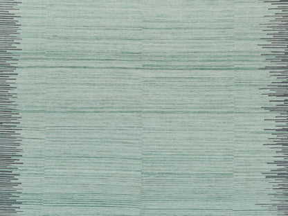 Kilim Flat-Weave hand-knotted wool rug in Green & Dark Gray, 10' x 14'1" — SKU O060021 (view 2)