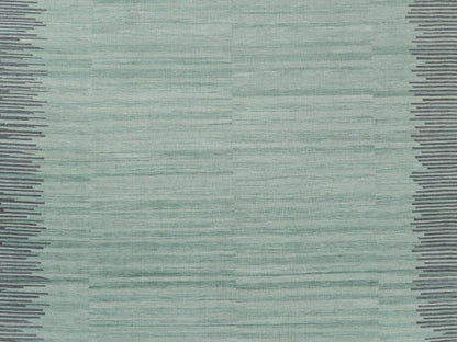Kilim Flat-Weave hand-knotted wool rug in Green & Dark Gray, 8'2" x 10'1" — SKU O060024 (view 2)