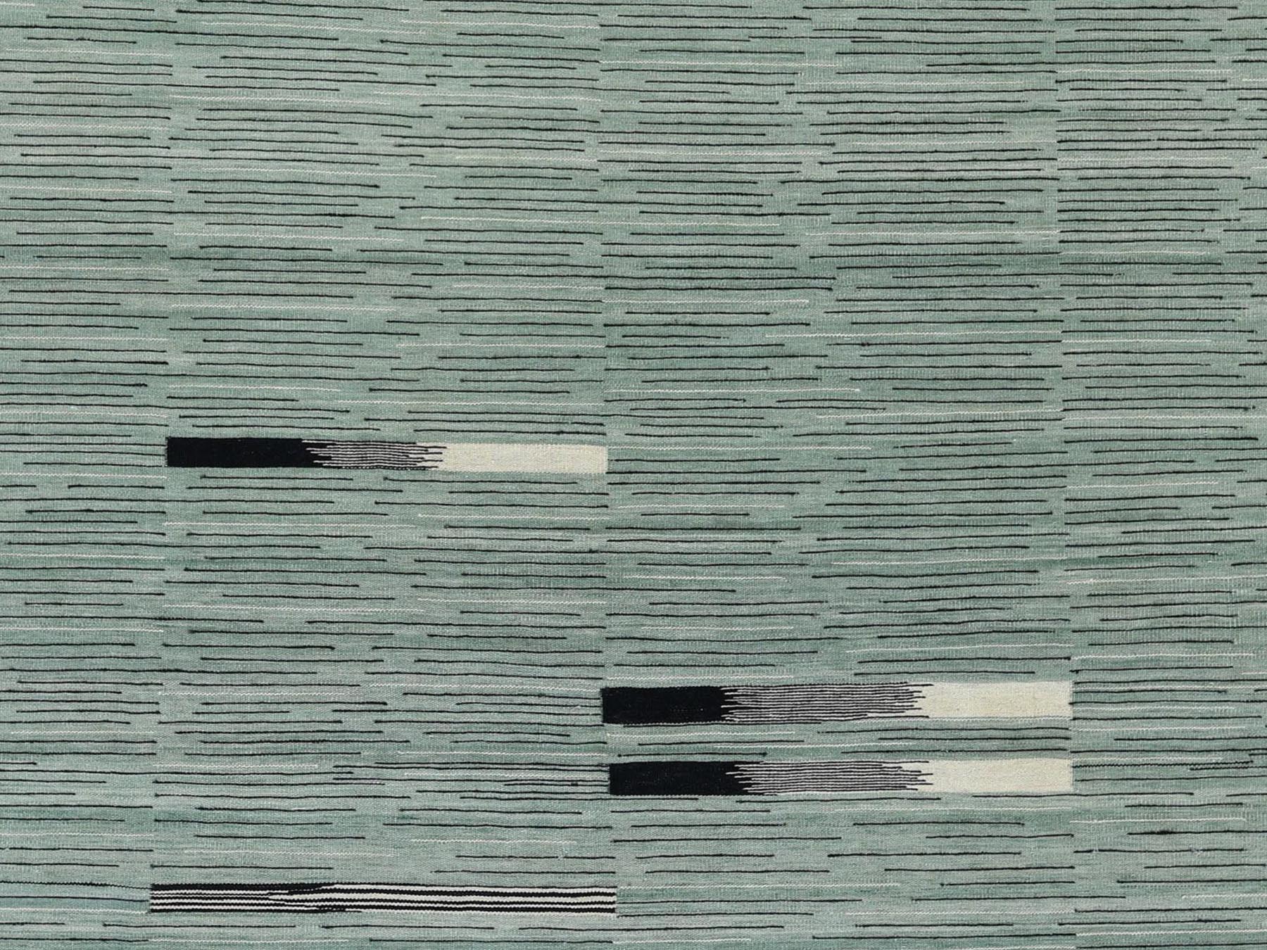 Kilim Flat-Weave hand-knotted wool rug in Green, 8'2" x 10'1" — SKU O060031 (view 2)