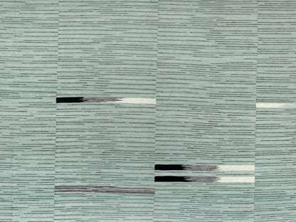 Kilim Flat-Weave hand-knotted wool rug in Green, 12'6" x 15' — SKU O060034 (view 2)