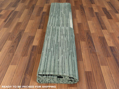 Kilim Flat-Weave hand-knotted wool rug in Green, 12'6" x 15' — SKU O060034 (view 5)