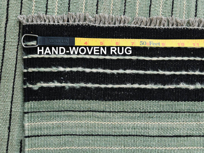 Kilim Flat-Weave hand-knotted wool rug in Green, 12'6" x 15' — SKU O060034 (view 6)