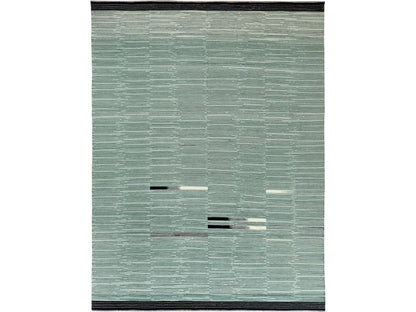 Green 10'2" x 14'0" Flatweave / Kilim Hand woven Wool Rug - Sku: O060035