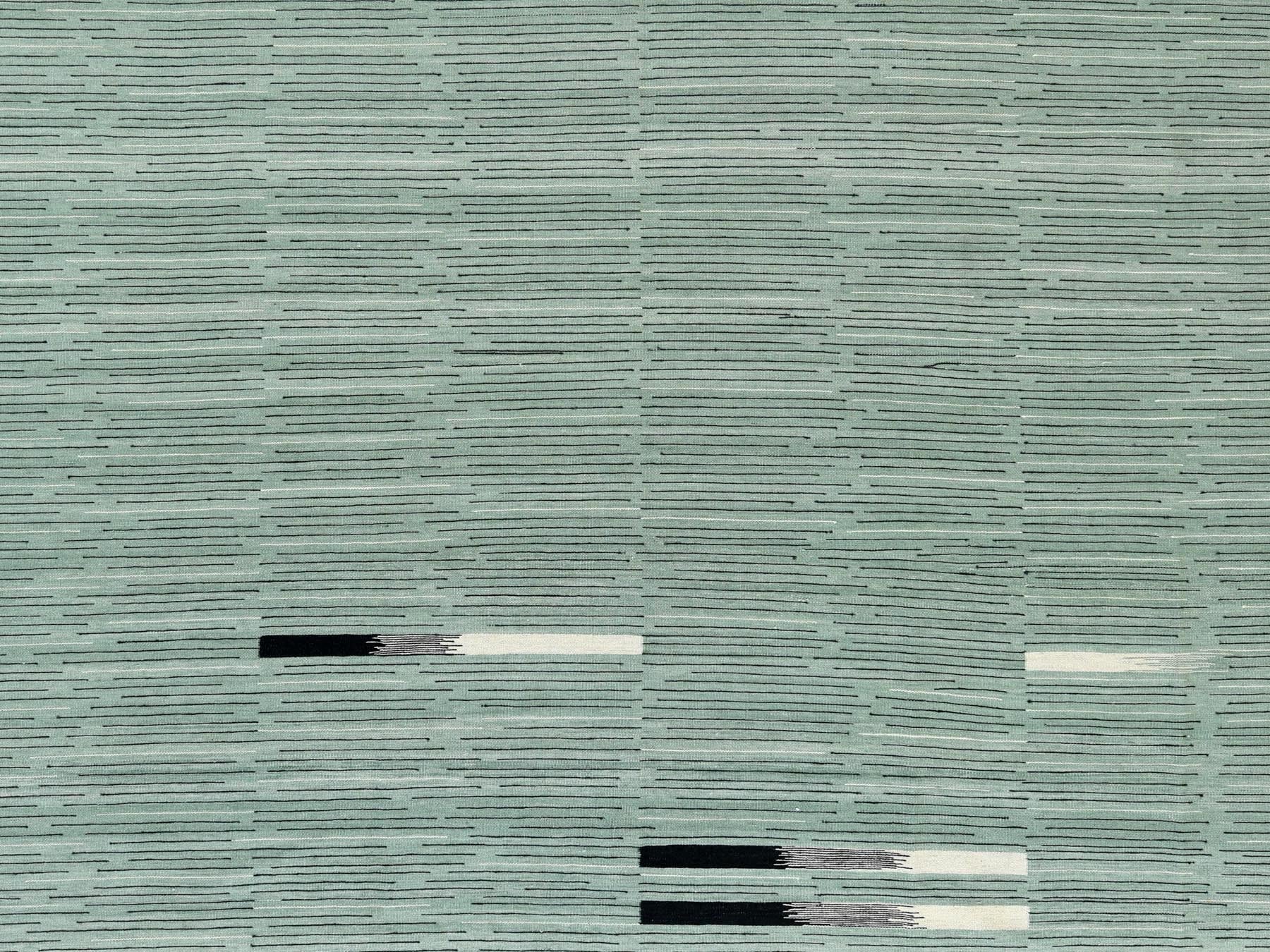 Kilim Flat-Weave hand-knotted wool rug in Green, 10'2" x 14' — SKU O060035 (view 2)