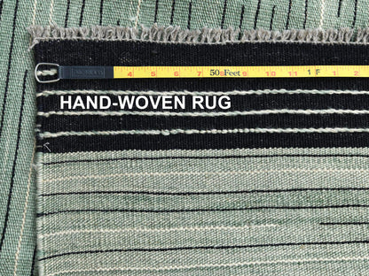 Kilim Flat-Weave hand-knotted wool rug in Green, 10'2" x 14' — SKU O060035 (view 6)