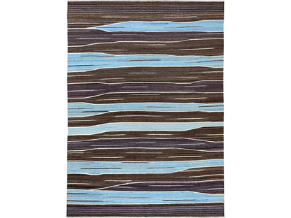 Kilim Flat-Weave hand-knotted wool rug in Brown, 9'6" x 12' — SKU O060036