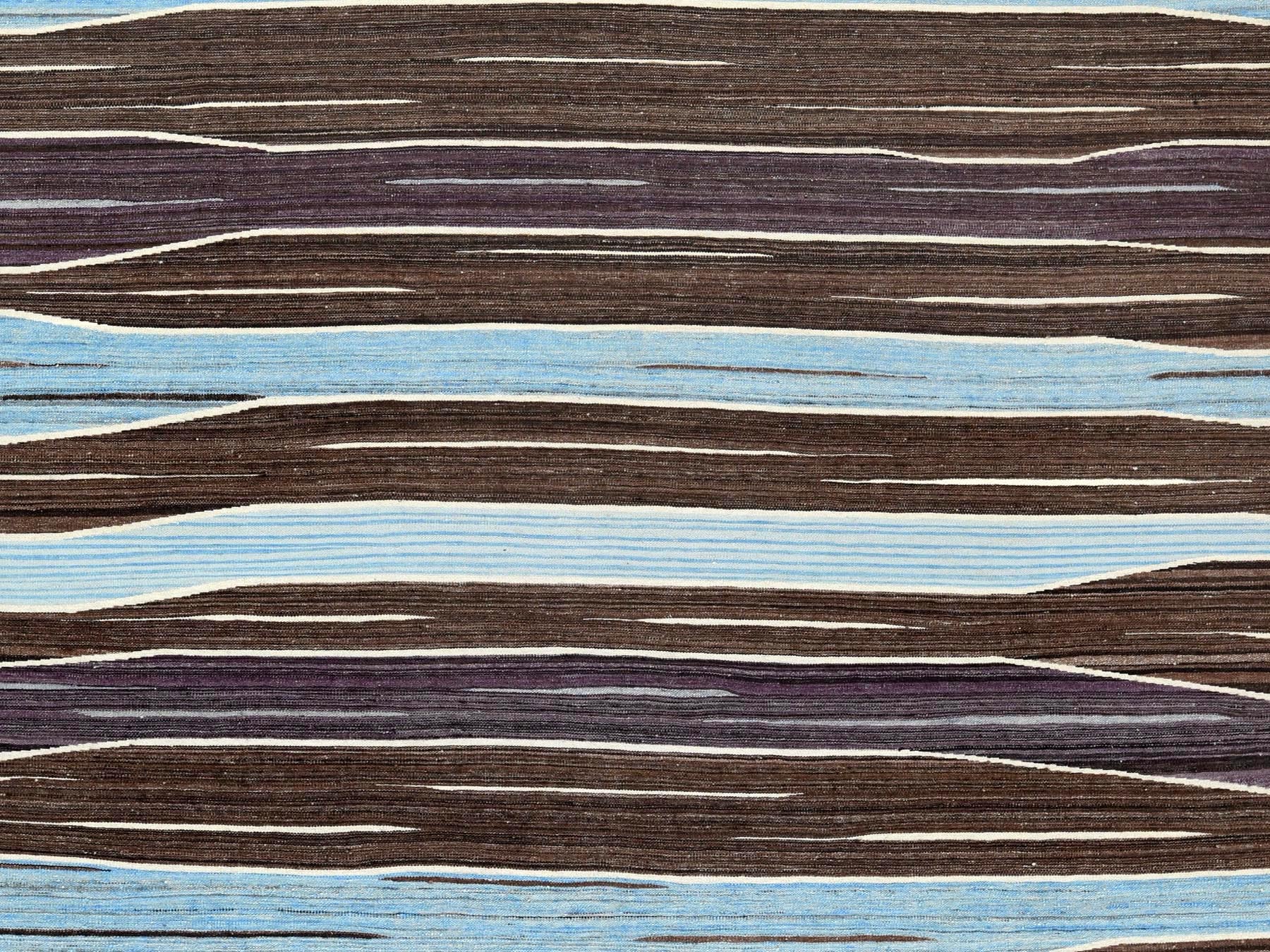 Kilim Flat-Weave hand-knotted wool rug in Brown, 9'6" x 12' — SKU O060036 (view 2)
