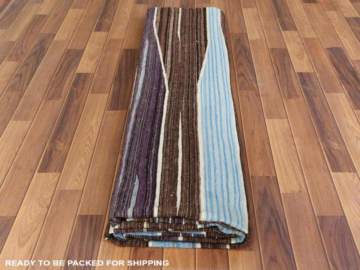 Kilim Flat-Weave hand-knotted wool rug in Brown, 9'6" x 12' — SKU O060036 (view 5)