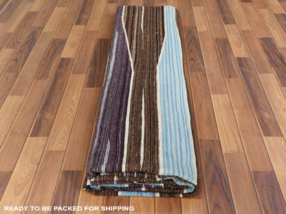 Kilim Flat-Weave hand-knotted wool rug in Brown, 9'6" x 12' — SKU O060036 (view 5)