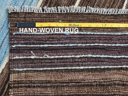 Brown 9'6" x 12'0" Flat Weave Hand woven Wool Rug - Sku: O060036