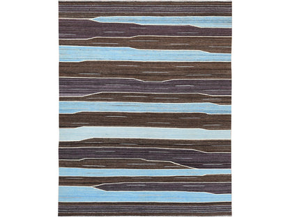 Kilim Flat-Weave hand-knotted wool rug in Brown, 8'2" x 10'1" — SKU O060038