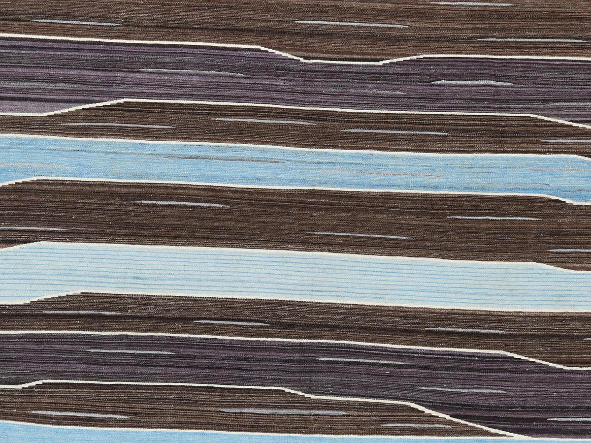 Kilim Flat-Weave hand-knotted wool rug in Brown, 8'2" x 10'1" — SKU O060038 (view 2)