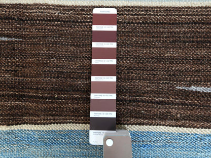 Kilim Flat-Weave hand-knotted wool rug in Brown, 8'2" x 10'1" — SKU O060038 (view 4)