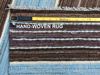 Kilim Flat-Weave hand-knotted wool rug in Brown, 8'2" x 10'1" — SKU O060038 (view 6)