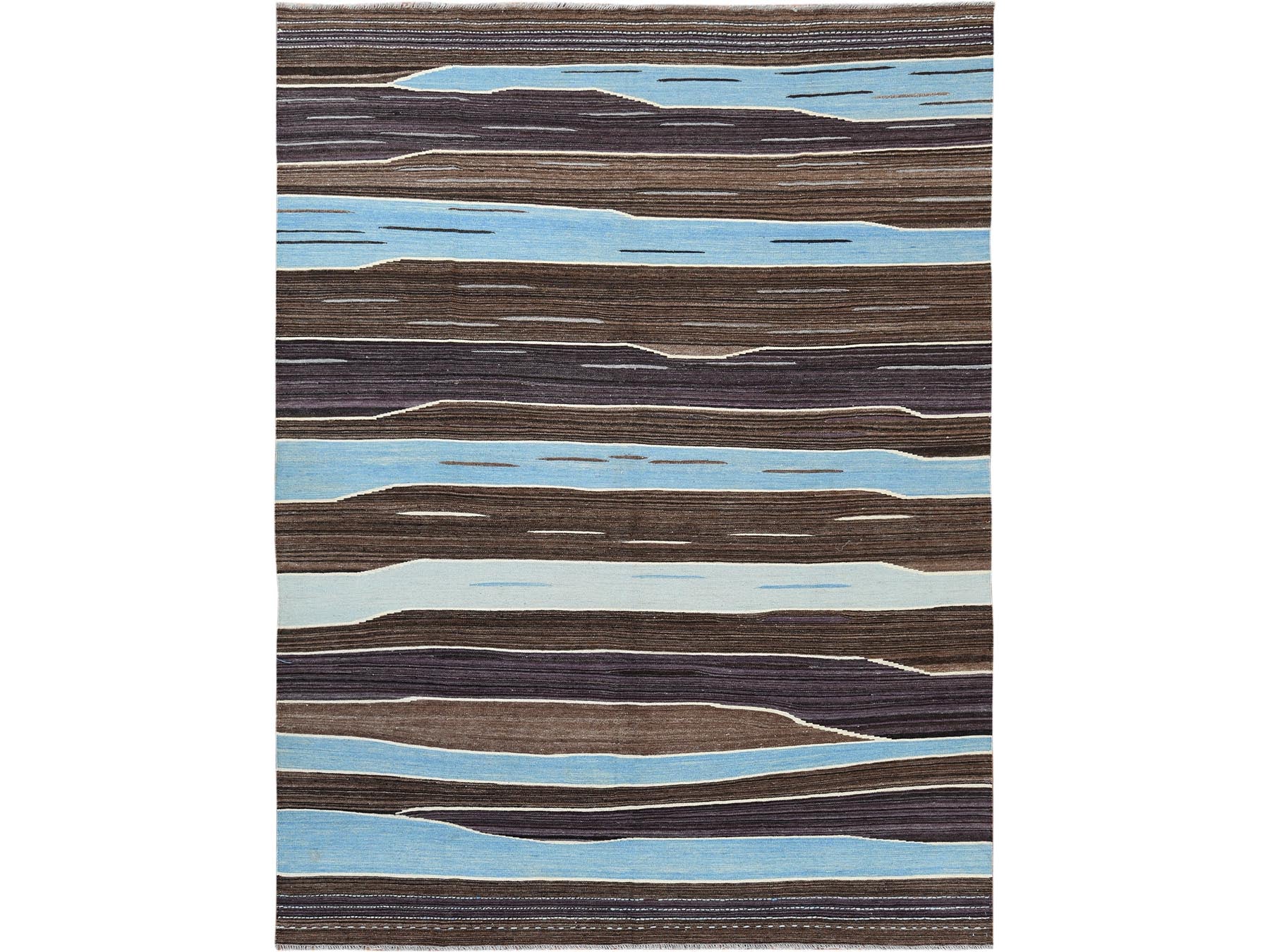 Kilim Flat-Weave hand-knotted wool rug in Brown, 8'3" x 10'2" — SKU O060039