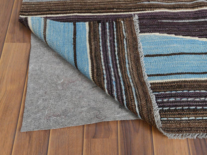 Kilim Flat-Weave hand-knotted wool rug in Brown, 8'3" x 10'2" — SKU O060039 (view 2)