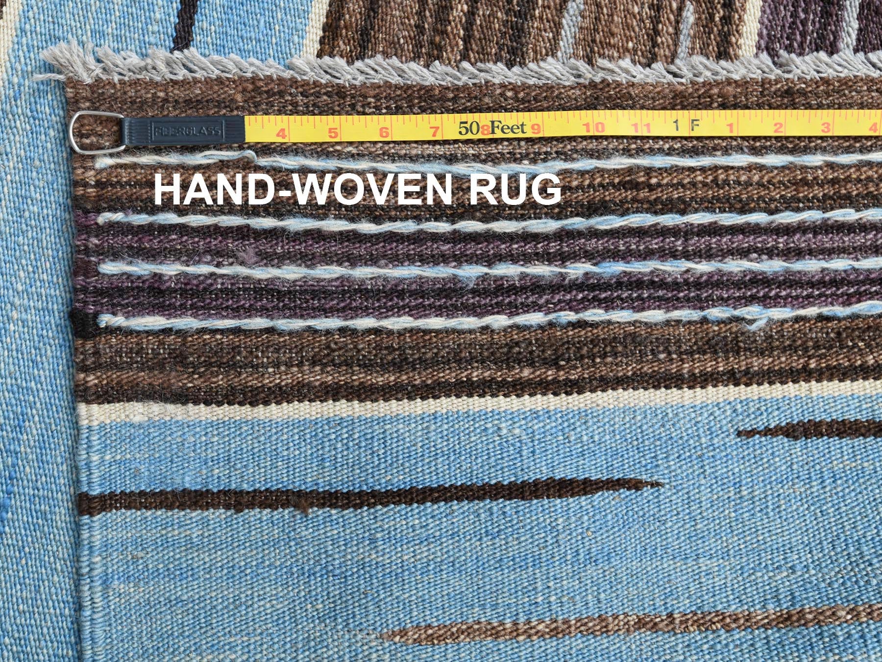 Kilim Flat-Weave hand-knotted wool rug in Brown, 8'3" x 10'2" — SKU O060039 (view 5)