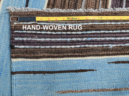 Kilim Flat-Weave hand-knotted wool rug in Brown, 8'3" x 10'2" — SKU O060039 (view 5)