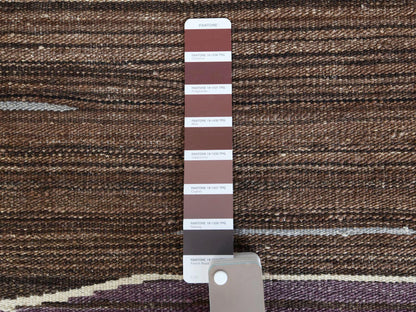 Kilim Flat-Weave hand-knotted wool rug in Brown, 6'3" x 9' — SKU O060040 (view 4)