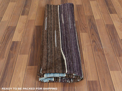 Kilim Flat-Weave hand-knotted wool rug in Brown, 6'3" x 9' — SKU O060040 (view 5)