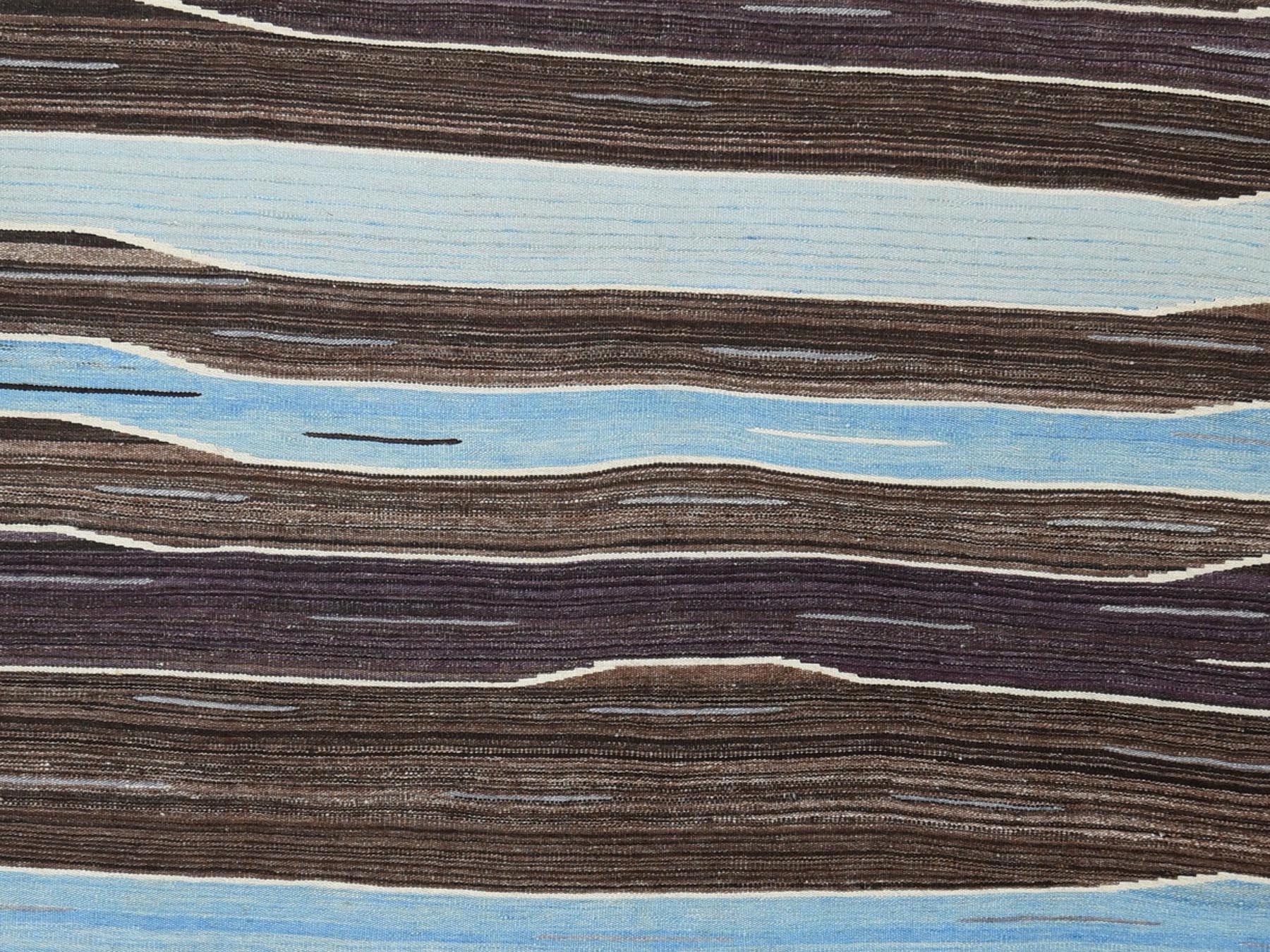 Kilim Flat-Weave hand-knotted wool rug in Brown, 6'4" x 9' — SKU O060041 (view 2)