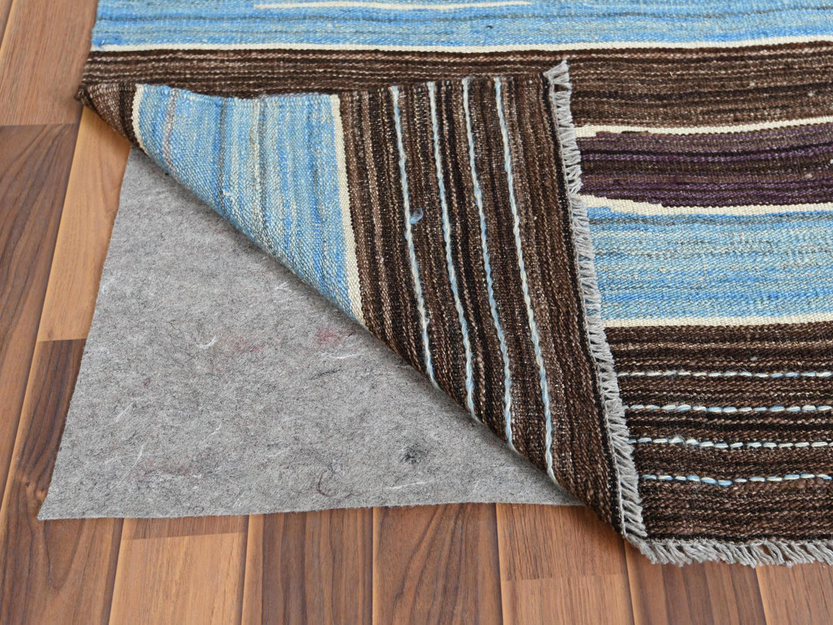 Kilim Flat-Weave hand-knotted wool rug in Brown, 6'4" x 9' — SKU O060041 (view 3)