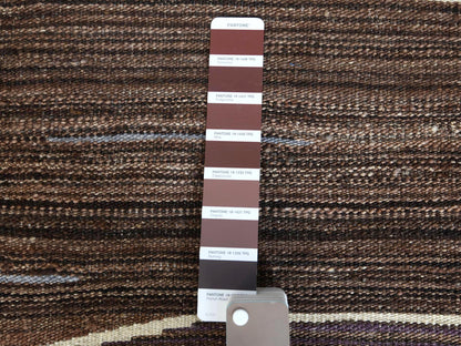 Kilim Flat-Weave hand-knotted wool rug in Brown, 6'4" x 9' — SKU O060041 (view 4)