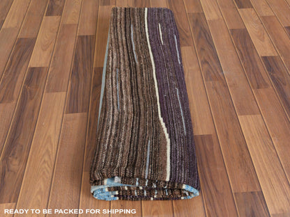 Kilim Flat-Weave hand-knotted wool rug in Brown, 6'4" x 9' — SKU O060041 (view 5)