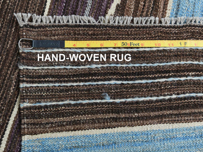 Kilim Flat-Weave hand-knotted wool rug in Brown, 6'4" x 9' — SKU O060041 (view 6)