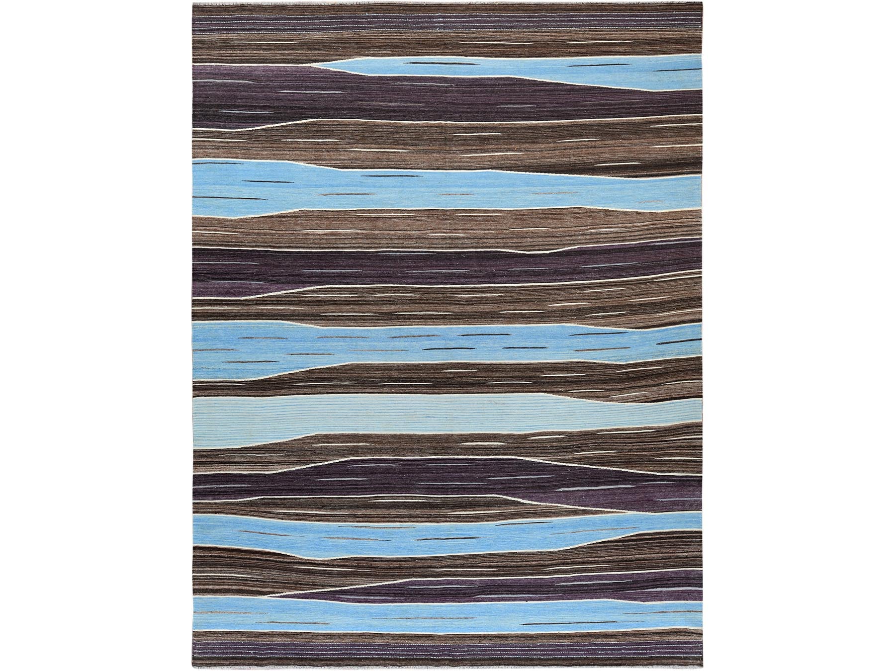 Kilim Flat-Weave hand-knotted wool rug in Brown, 10'5" x 14' — SKU O060042