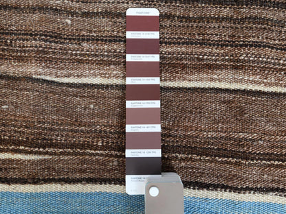 Kilim Flat-Weave hand-knotted wool rug in Brown, 10'5" x 14' — SKU O060042 (view 4)