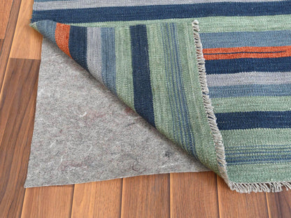 Orange 10'4" x 14'2" Flatweave / Kilim Hand woven Wool Rug - Sku: O060050