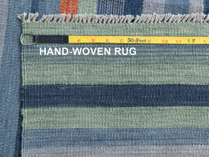 Orange 10'4" x 14'2" Flatweave / Kilim Hand woven Wool Rug - Sku: O060050