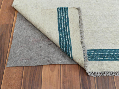 Teal 12'3" x 15'0" Flatweave / Kilim Hand woven Wool Rug - Sku: O060052