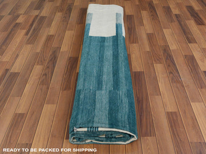 Teal 12'3" x 15'0" Flatweave / Kilim Hand woven Wool Rug - Sku: O060052