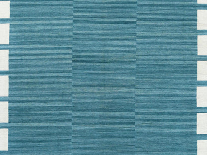 Teal 9'5" x 11'9" Flatweave / Kilim Hand woven Wool Rug - Sku: O060058