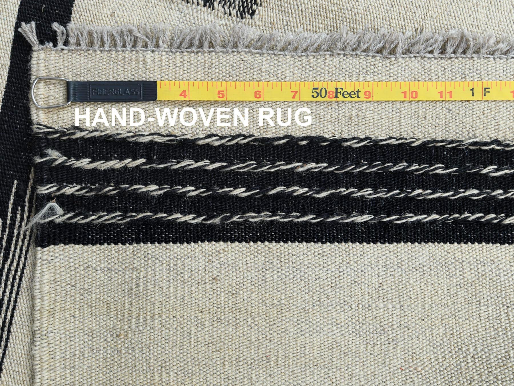Kilim Flat-Weave hand-knotted wool rug in Black, 8'2" x 10' — SKU O060072 (view 5)