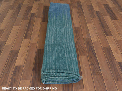 Teal 9'1" x 12'2" Flatweave / Kilim Hand woven Wool Rug - Sku: O060086