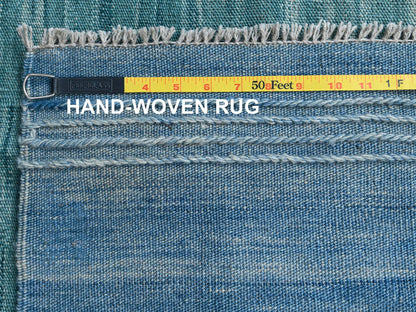 Teal 9'1" x 12'2" Flatweave / Kilim Hand woven Wool Rug - Sku: O060086