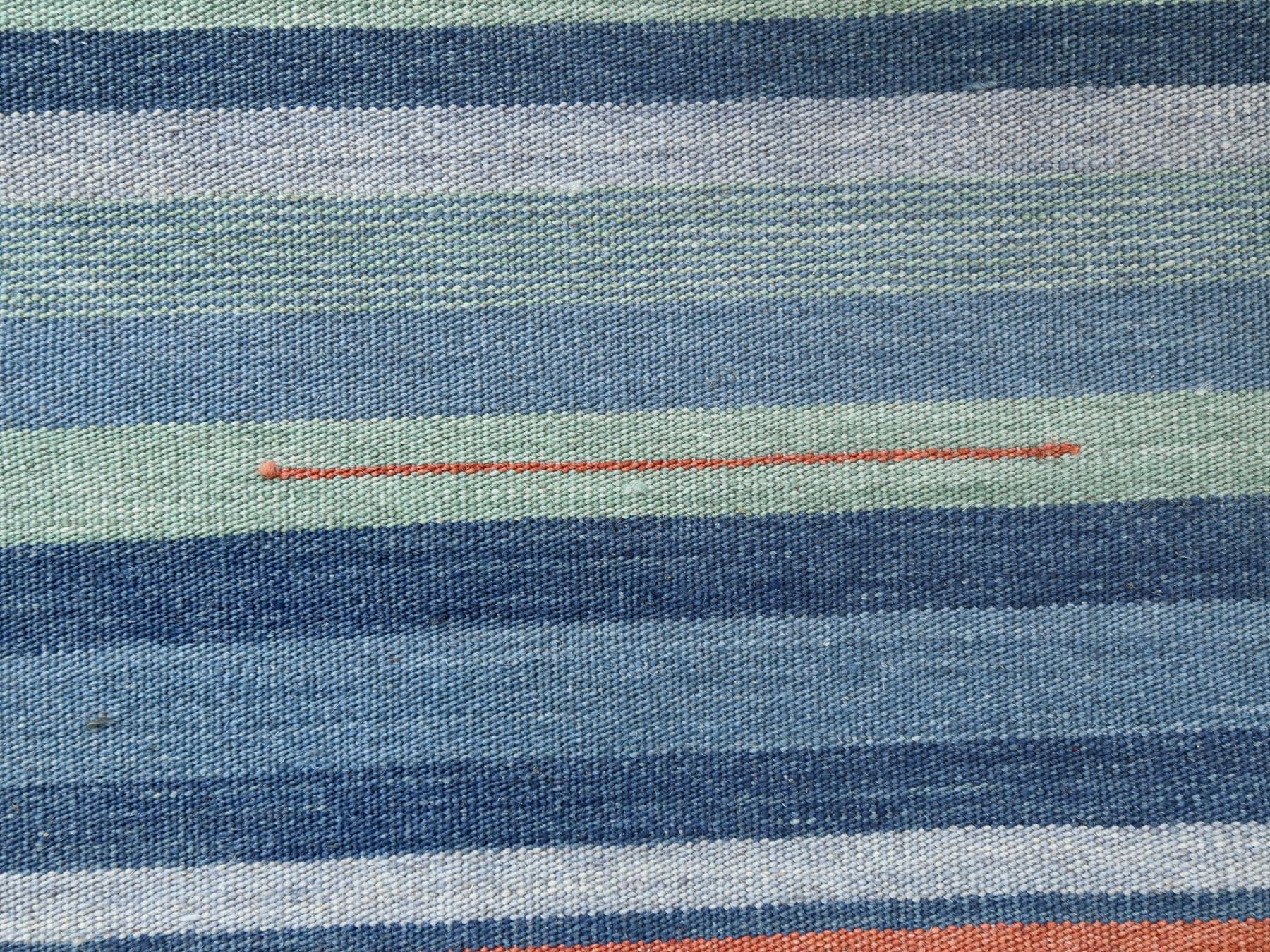 Kilim Flat-Weave hand-knotted wool rug in Green, 8'3" x 10'1" — SKU O060094 (view 2)