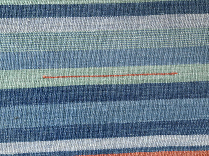 Kilim Flat-Weave hand-knotted wool rug in Green, 8'3" x 10'1" — SKU O060094 (view 2)
