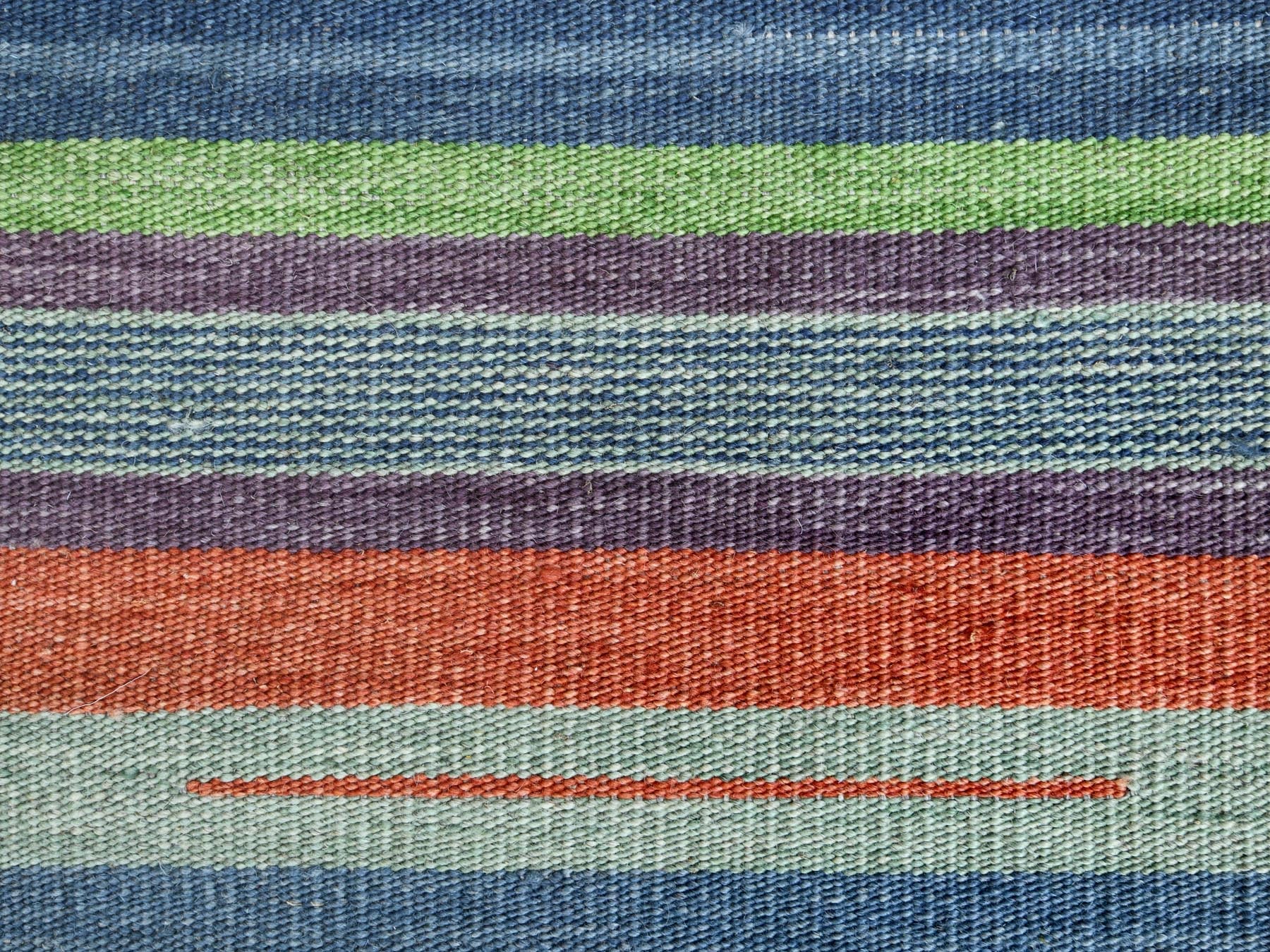 Kilim Flat-Weave hand-knotted wool rug in Green, 6'2" x 9'2" — SKU O060095 (view 2)